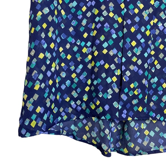 Tahari Arthur S Levine Abstract Geometric Print Blue Green Sleeveless Blouse M - Picture 5 of 16